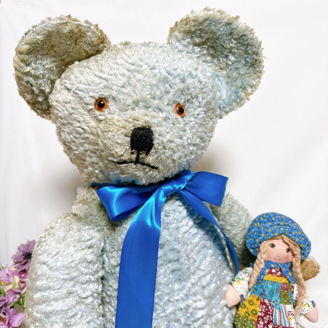 ✨レア✨❤️特大❤️ブルーのアンティークベア　イギリスアンティークテディベア