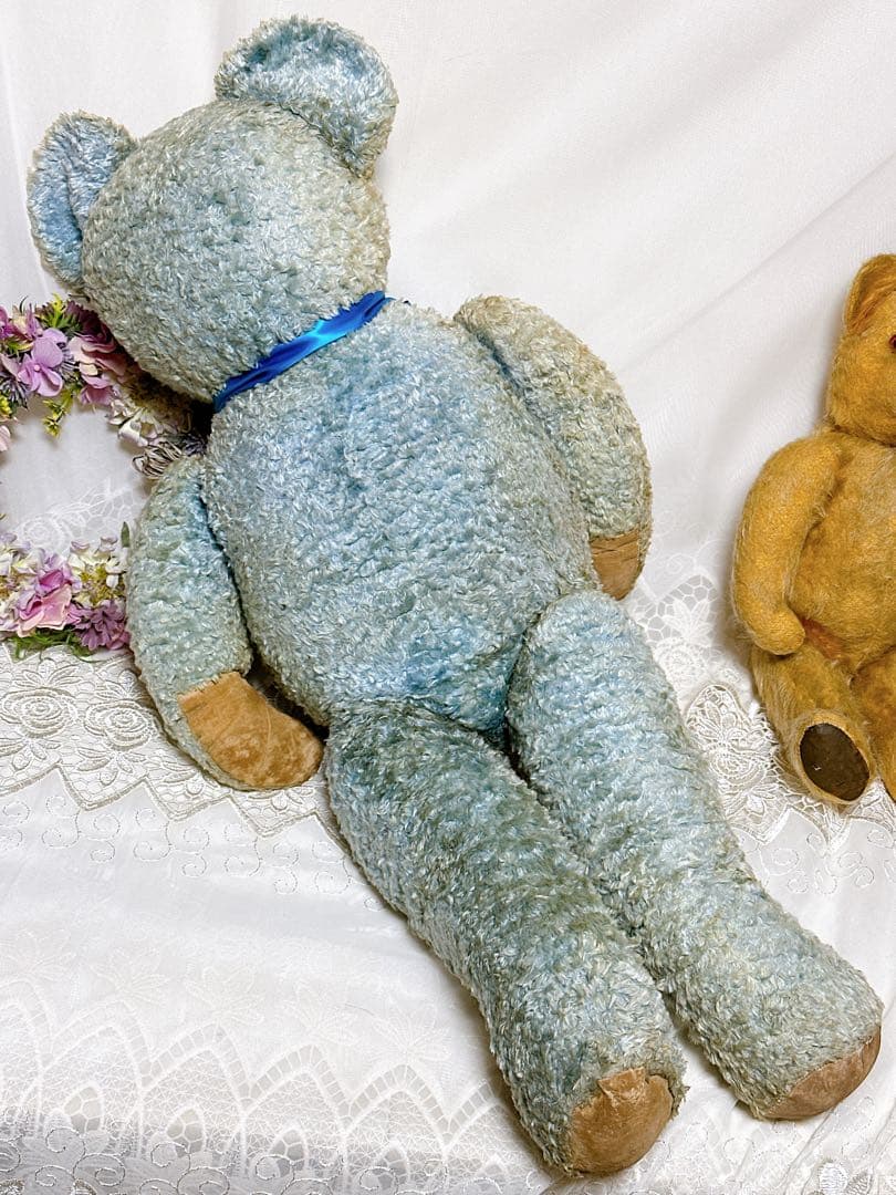 ✨レア✨❤️特大❤️ブルーのアンティークベア　イギリスアンティークテディベア