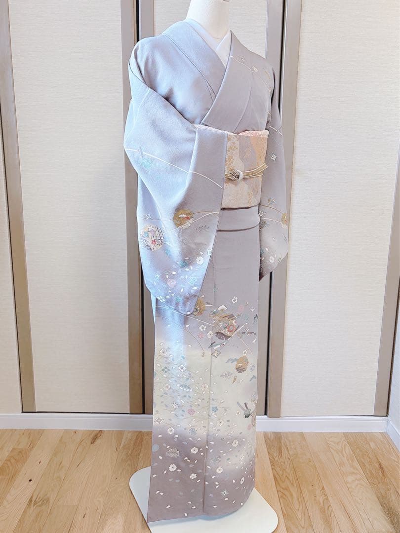 訪問着　フルセット　裄66 67 友禅 友禅　水色 卒業式　入学式　お宮参　袋帯