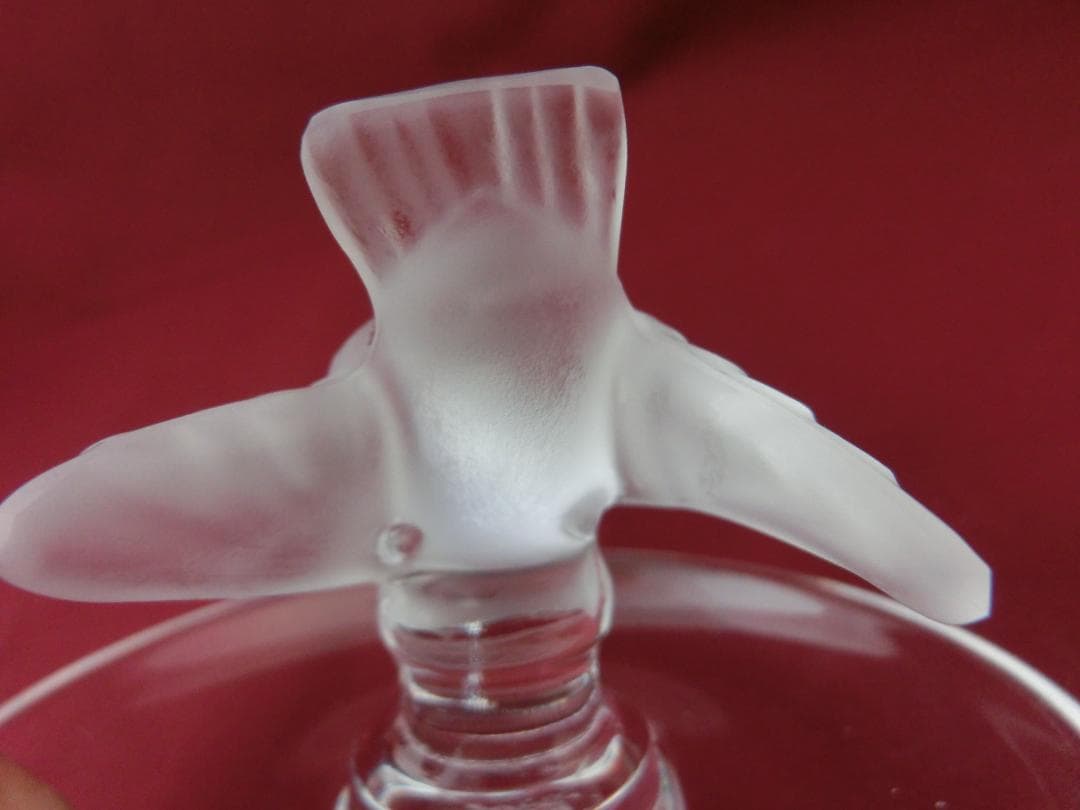 『LALIQUE』クリスタルガラス・リングトレイ雀