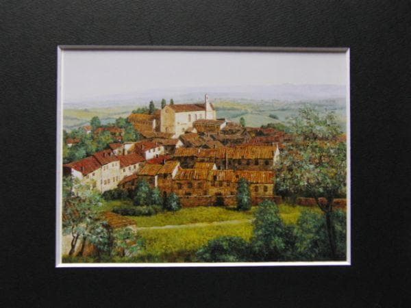 今関アキラコ、【丘の街（イタリア）】、希少な画集画、新品高級額