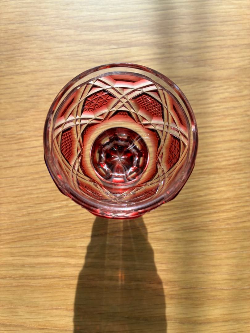 薩摩切子　薩摩びーどろ工芸　馬上杯　ぐい呑み　金茶