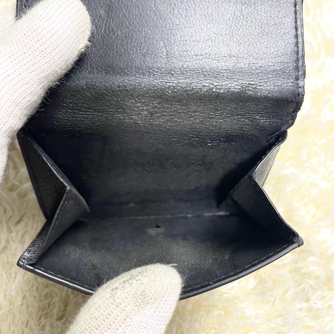 付属品完備 バレンシアガ エブリデイ 三つ折り財布 コンパクト シボ皮 ブラック