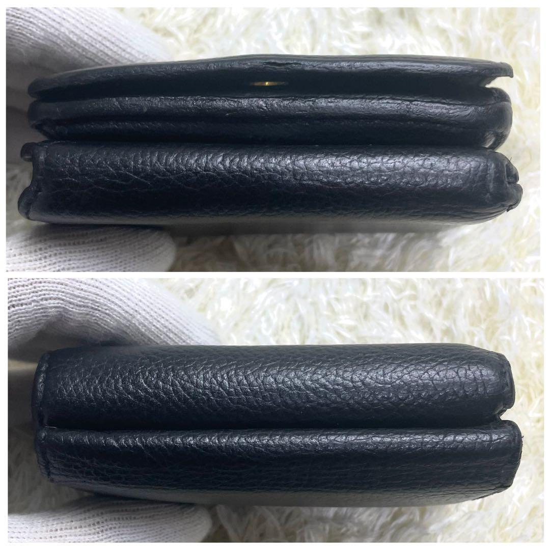 付属品完備 バレンシアガ エブリデイ 三つ折り財布 コンパクト シボ皮 ブラック