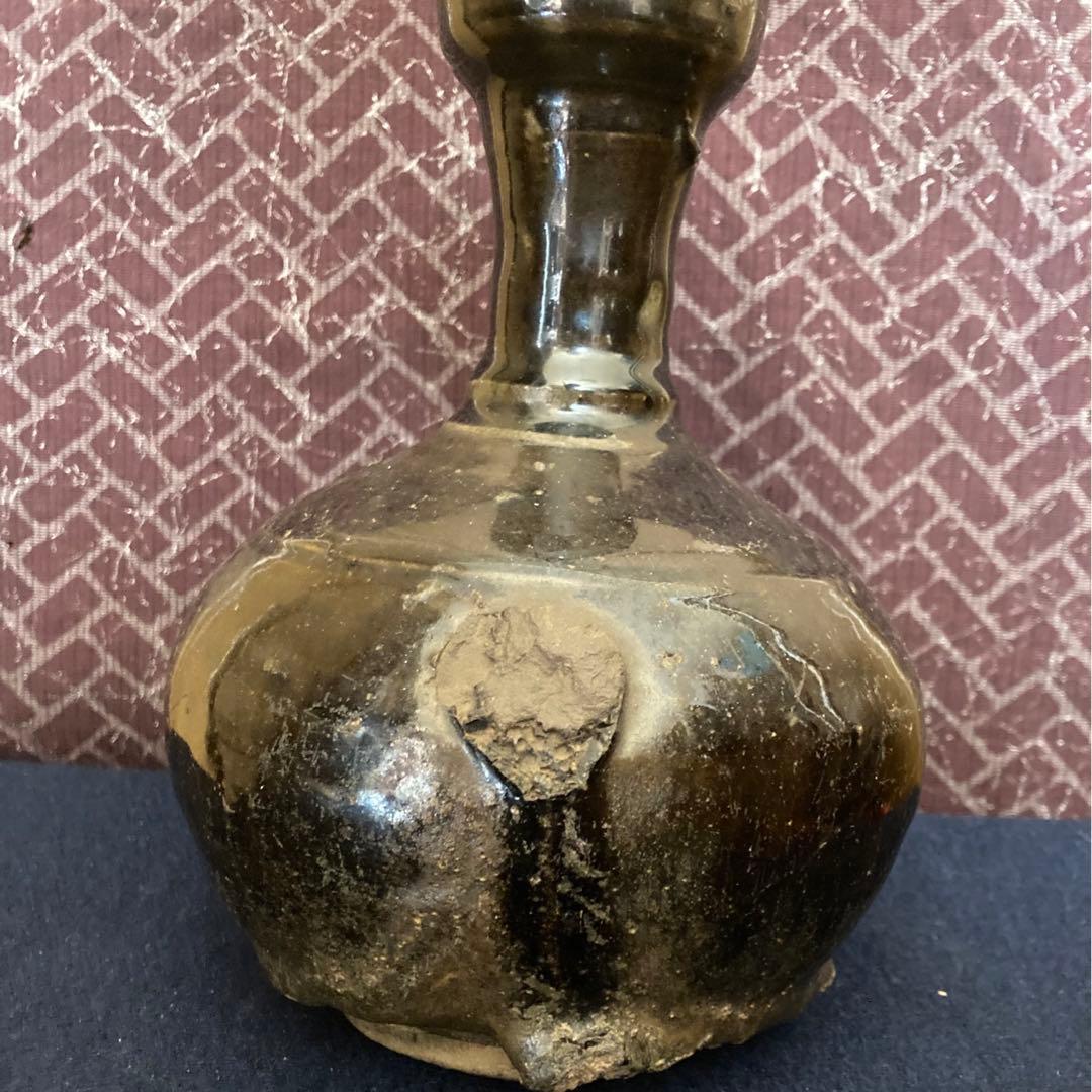 李朝期　　黒釉李朝徳利　李朝時代