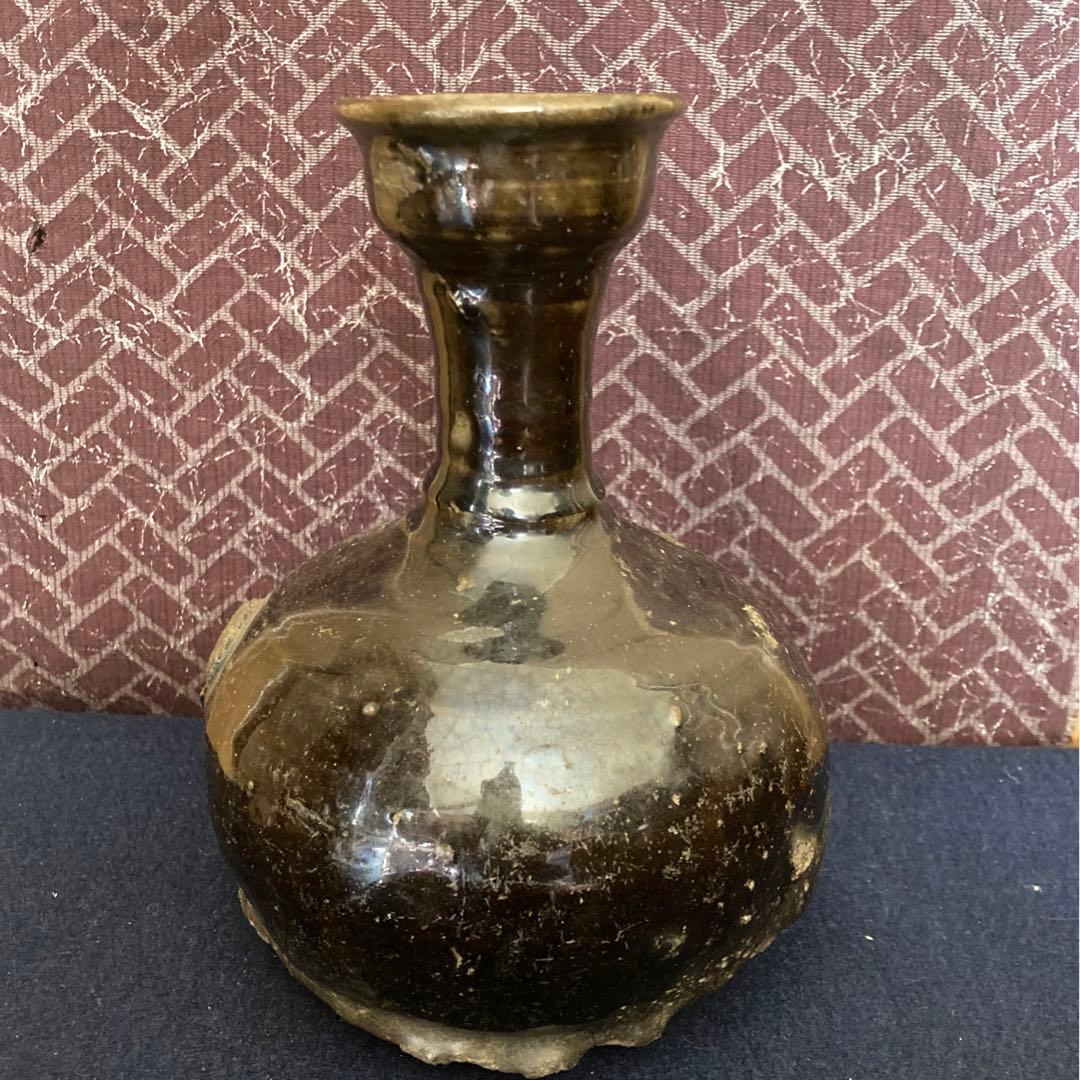 李朝期　　黒釉李朝徳利　李朝時代