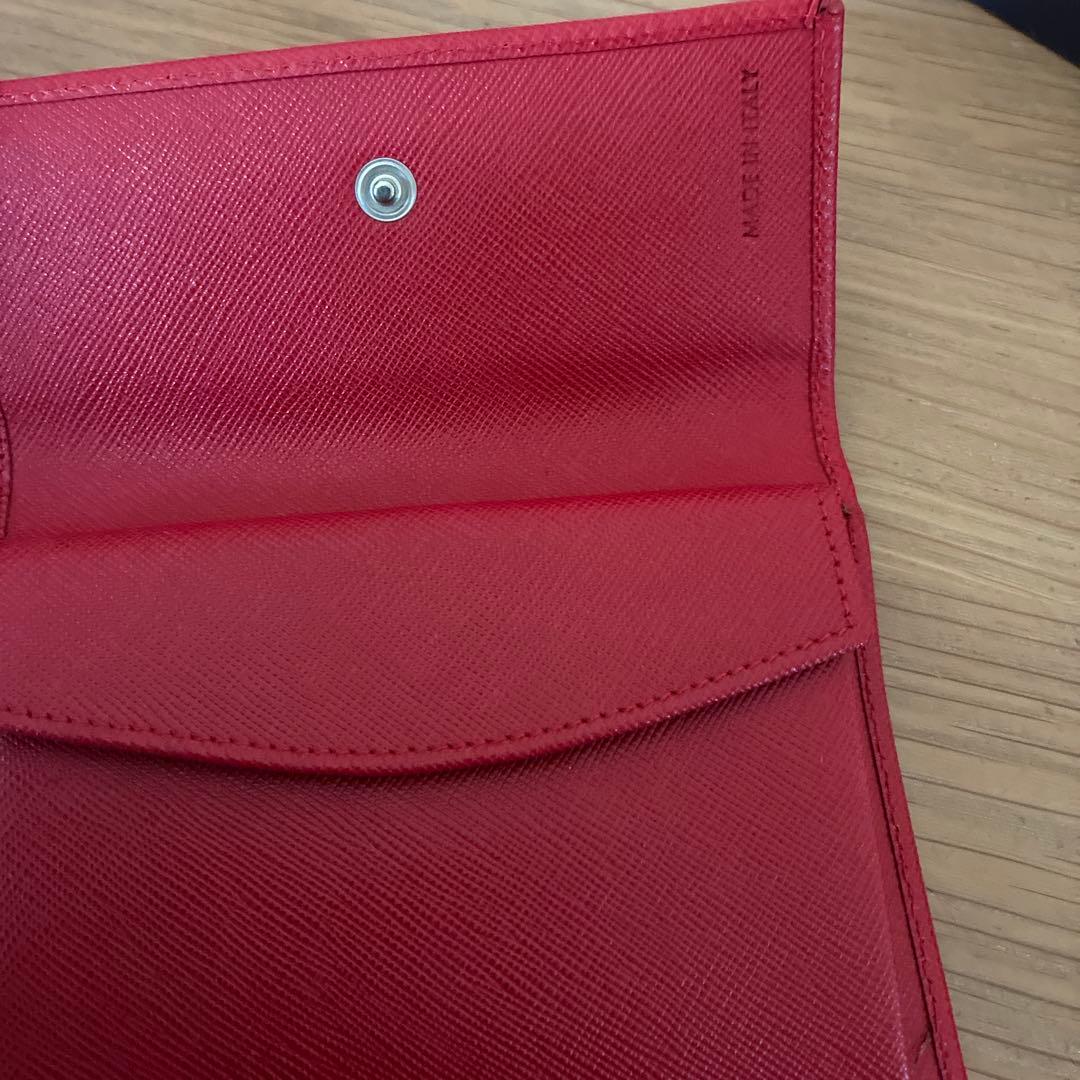 PRADA 三つ折り財布 レッド サフィアーノレザー