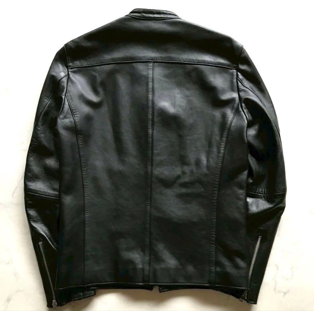 着用回数少/Lサイズ✨リドム レザージャケット 高級ラムレザー ブラック