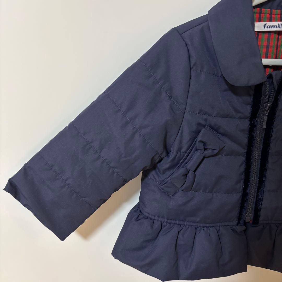 familiar 80 中綿ダウン ぺプラムリボン