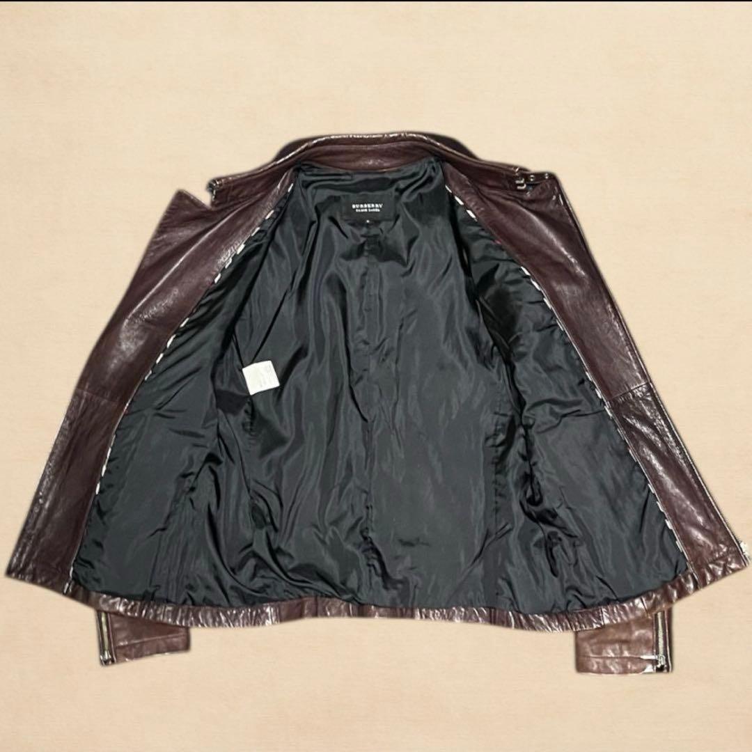 BURBERRY BLACK LABEL 羊革レザー ライダース M ブラウン