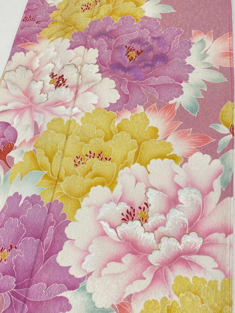 振袖 豪華 銀通し 刺繍 紋意匠 牡丹 身丈166cm 撥水加工済