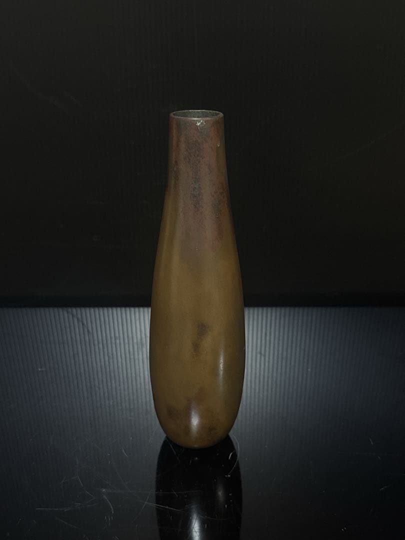 秦 蔵六 造 青銅製 一輪生 花瓶 共桐箱付 茶道具