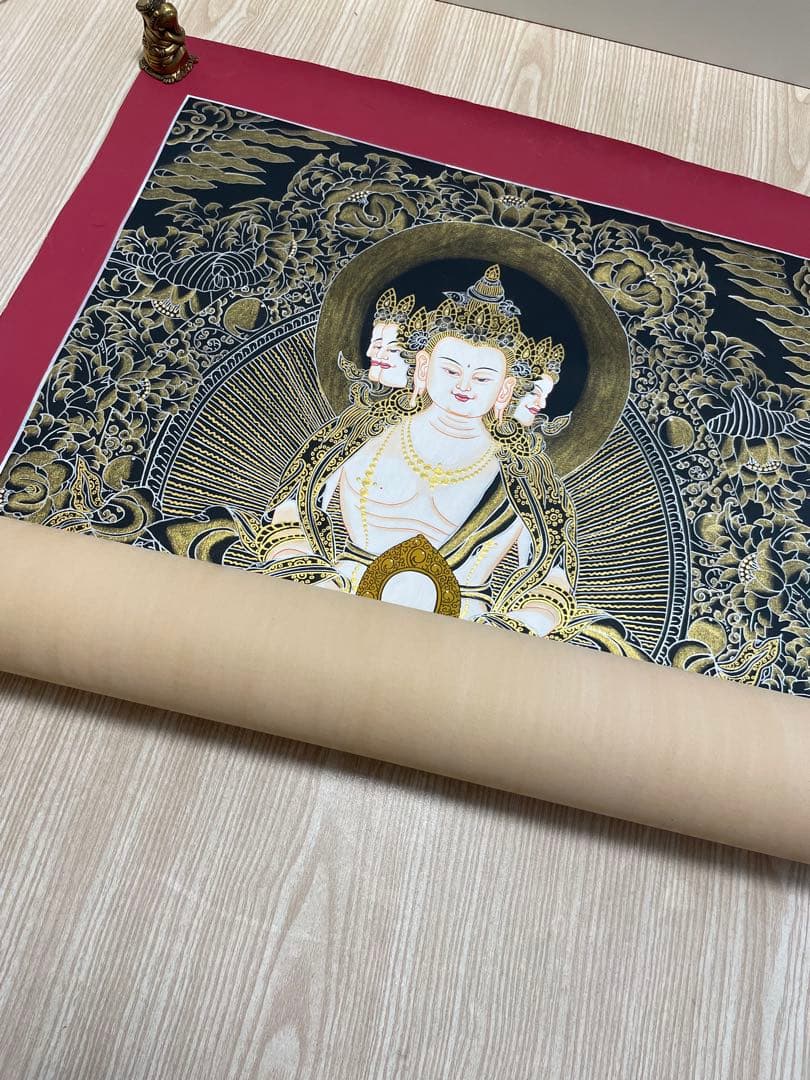 《 チベット密教　1点物 》 手描き　曼荼羅　大日如来　秘仏　至宝　仏教　密教