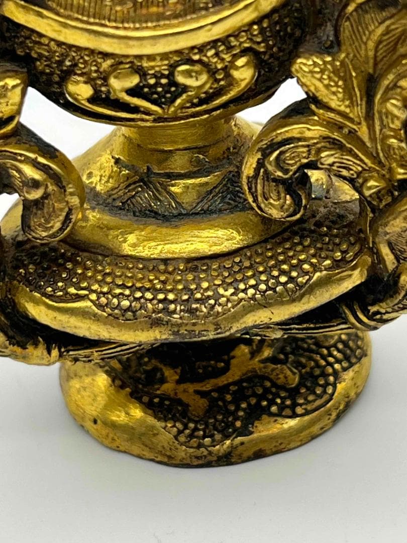 唐時代　铜鎏金 金仏塔 財宝塔 金銅仏具　金宝葫芦塔　仏教用品(B-104④)