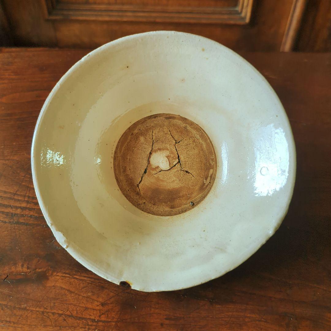 磁州窯茶碗 絵高麗形 天目釉、白釉 蛇の目釉剥ぎ 元〜明