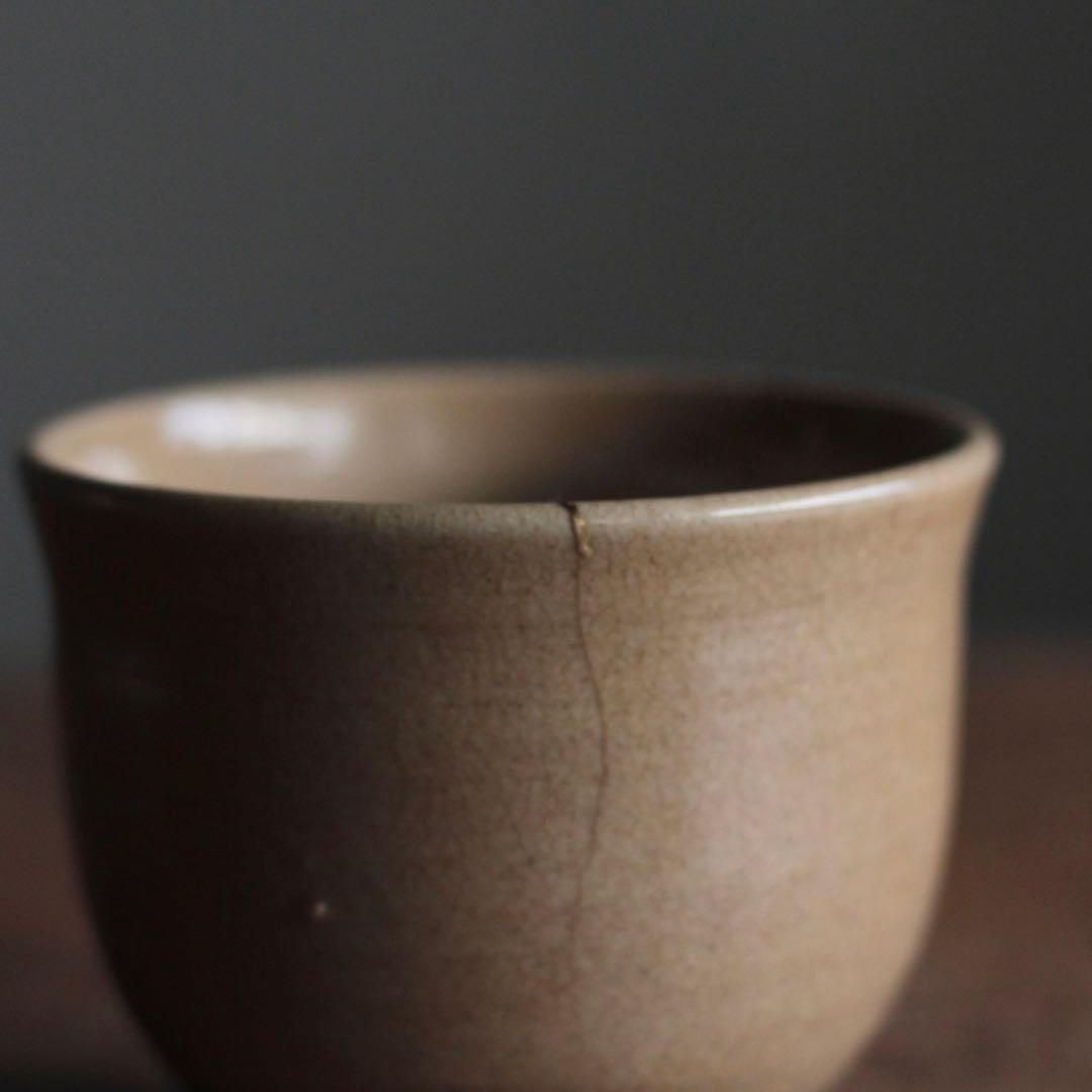 灰釉 筒茶碗 茶道具 古道具 アンティーク 茶碗