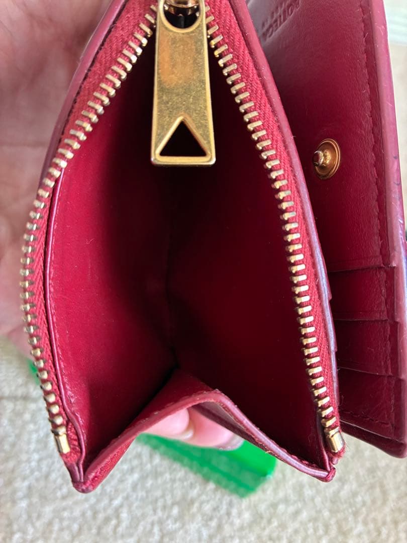 ボッテガヴェネタ カセット 二つ折り 財布 スモール レッド 赤 ミニ財布