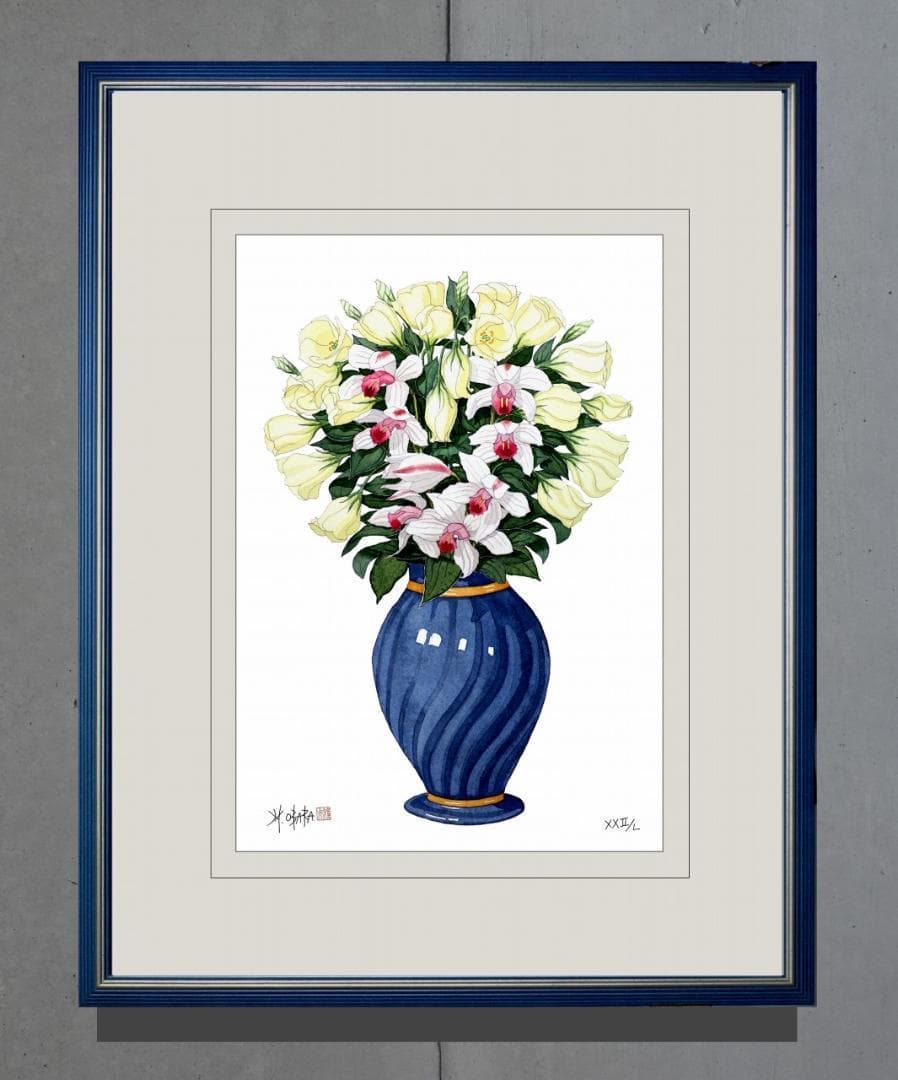 国際展作家「蘭とトルコ桔梗」ル・サロン入/植物画/D・リトグラフ/安野光雅の影