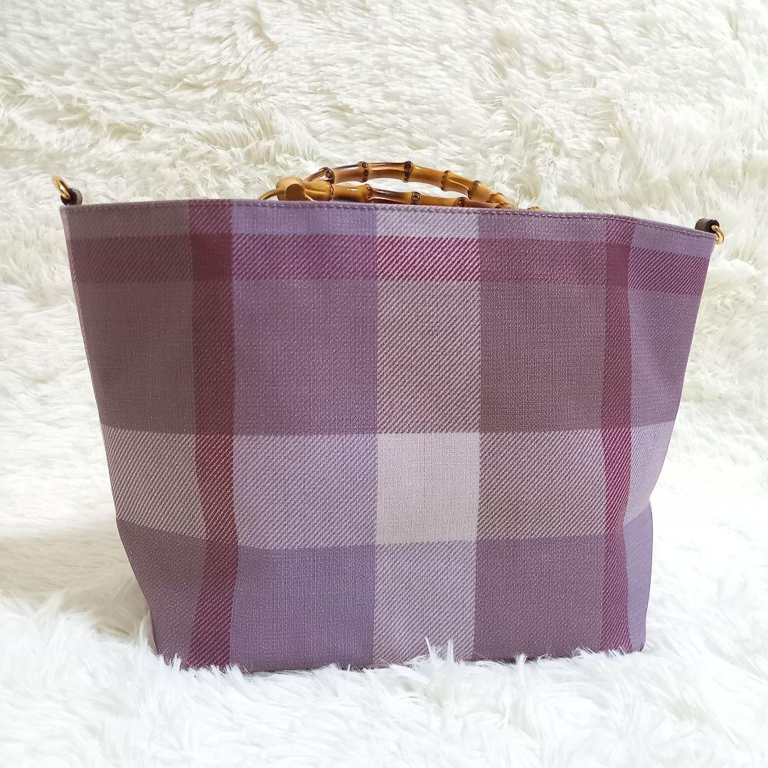 ブルーレーベルクレストブリッジ　２wayハンドバッグ　バンブー　チェック