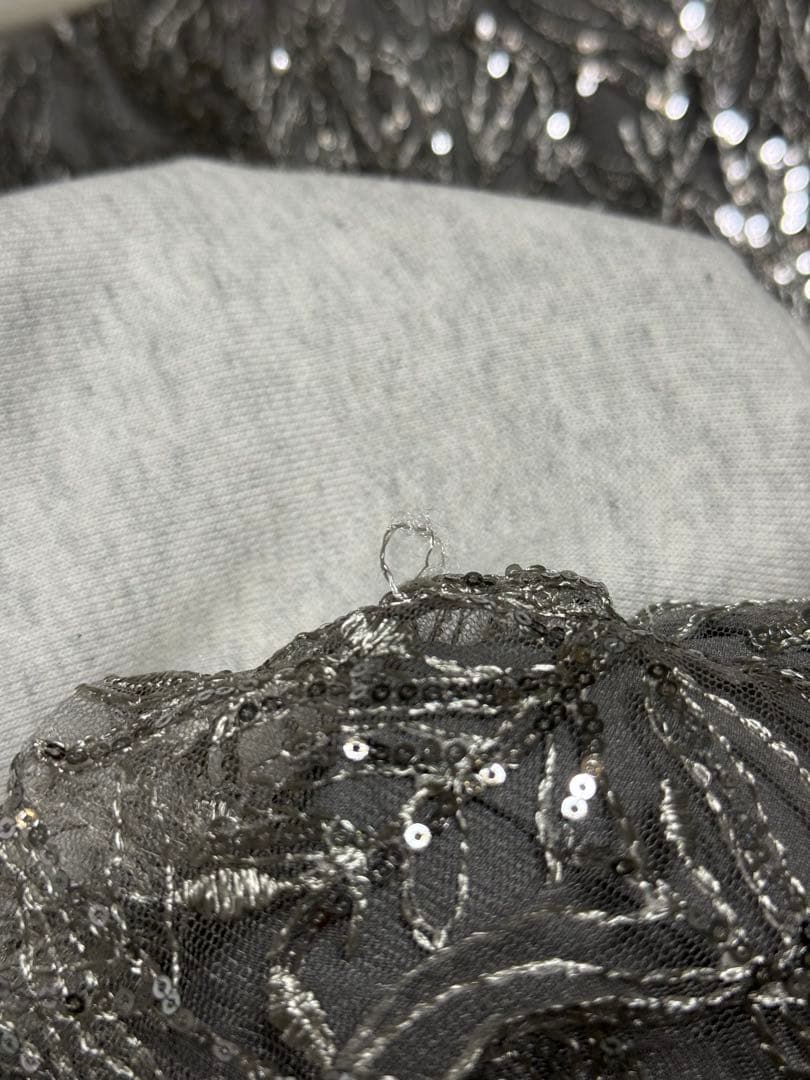 Leja シルバーパーティードレス フリル付き