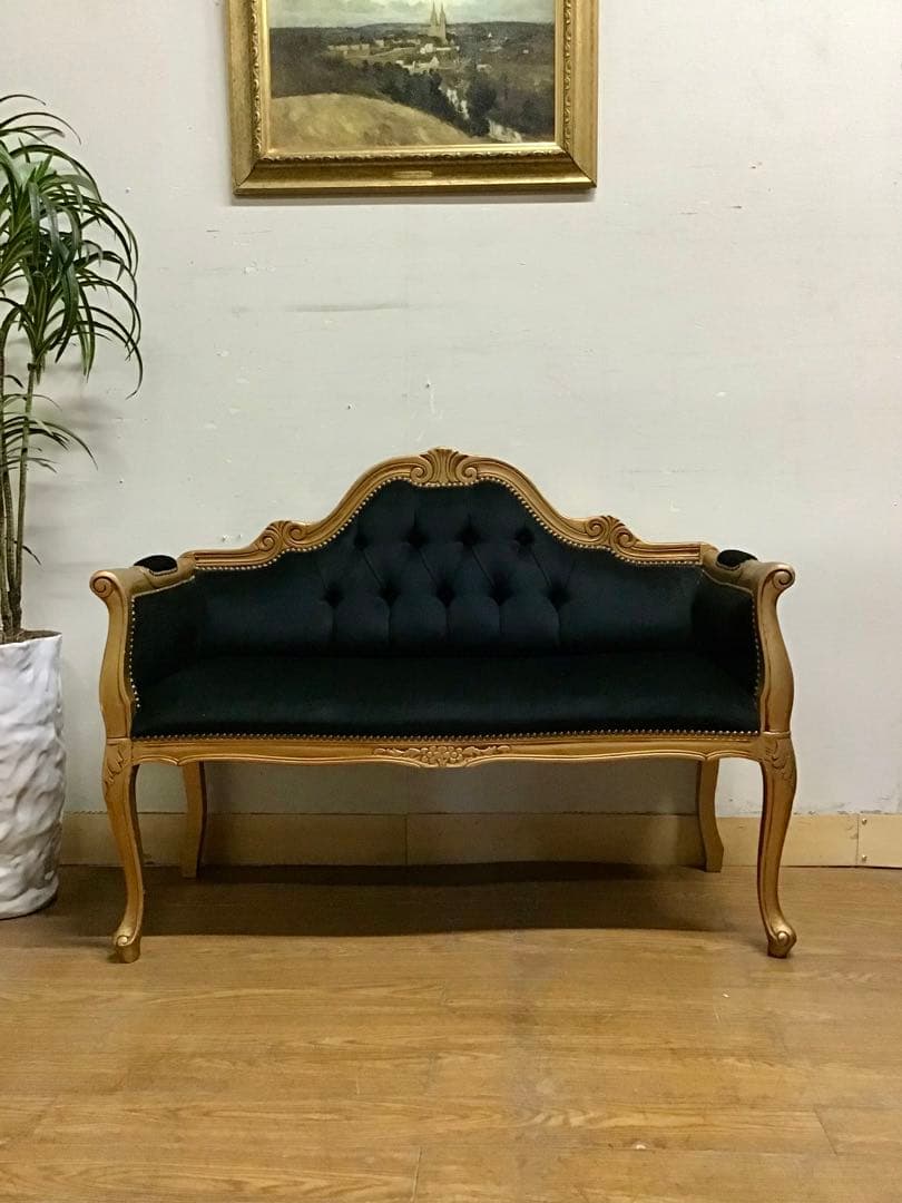 管229☆イタリア製☆アンティーク☆ロココ調☆ベンチソファー