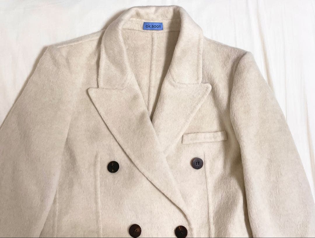 【早い者勝ち！】ok.soon チェスターコート　スカーフ付き　アイボリー