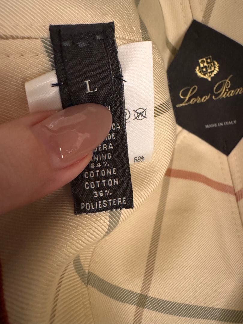 【美品】ロロ・ピアーナ　キャップ　コットン　ラテ色　サイズＬ