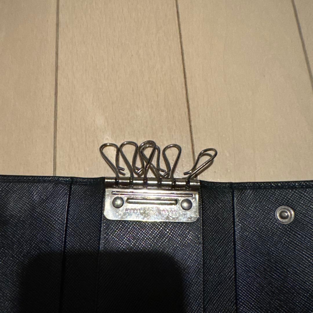 プラダ　6連キーケース　トライアングルロゴ　ナイロン　レザー　黒　ユニセックス