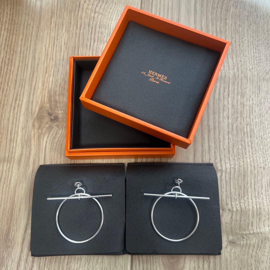 HERMES ループMM シルバー925 ピアス　フープピアス