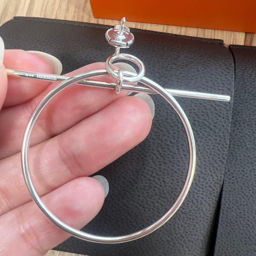 HERMES ループMM シルバー925 ピアス　フープピアス