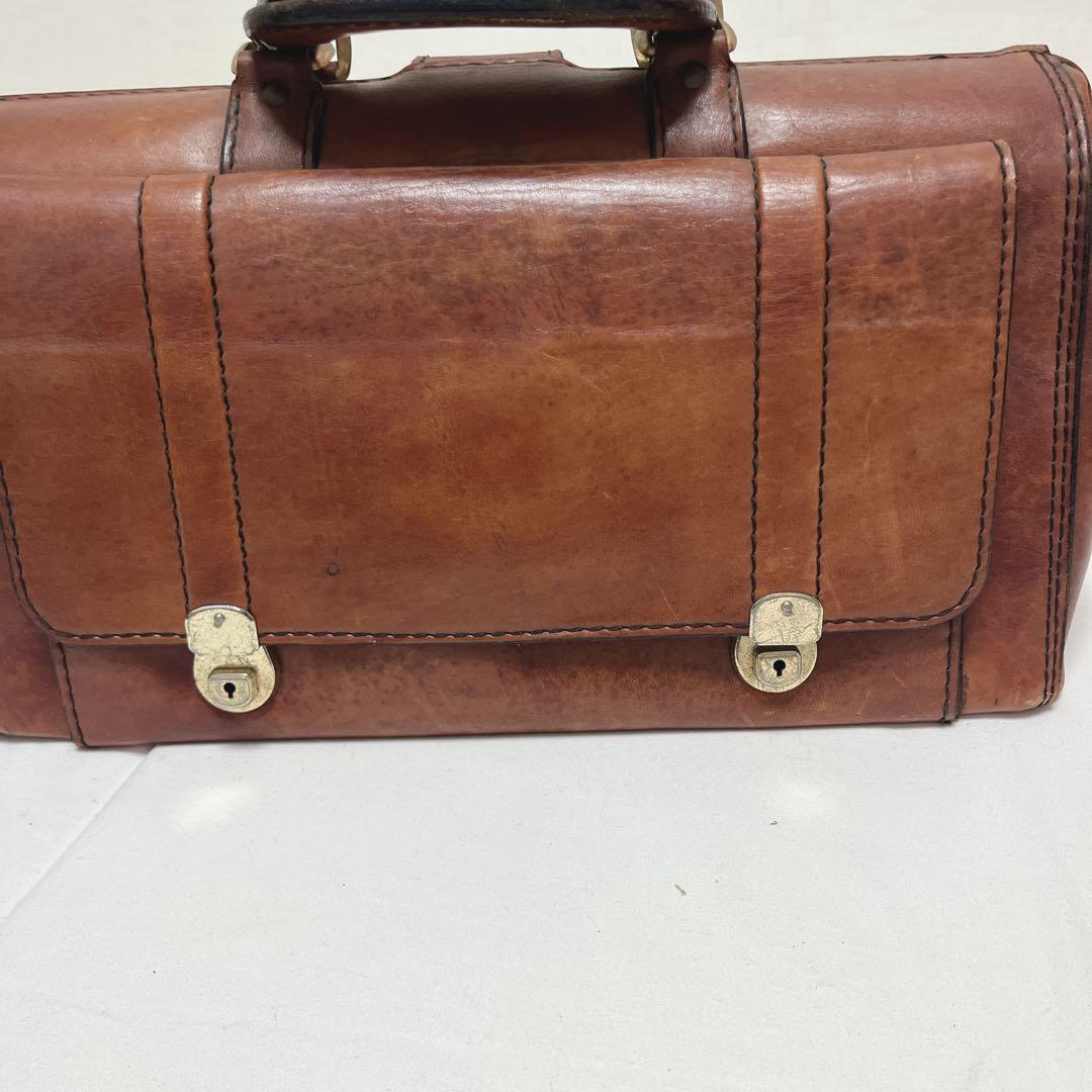 昭和レトロ本革レザードクターボストンバッグ　カバン鞄アンティーク　ダレスバッグ