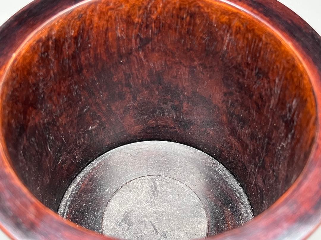 古美術　唐木　黄花梨　筆筒　筆立　螺鈿花紋　文房具　木製　置物　時代物　旧蔵