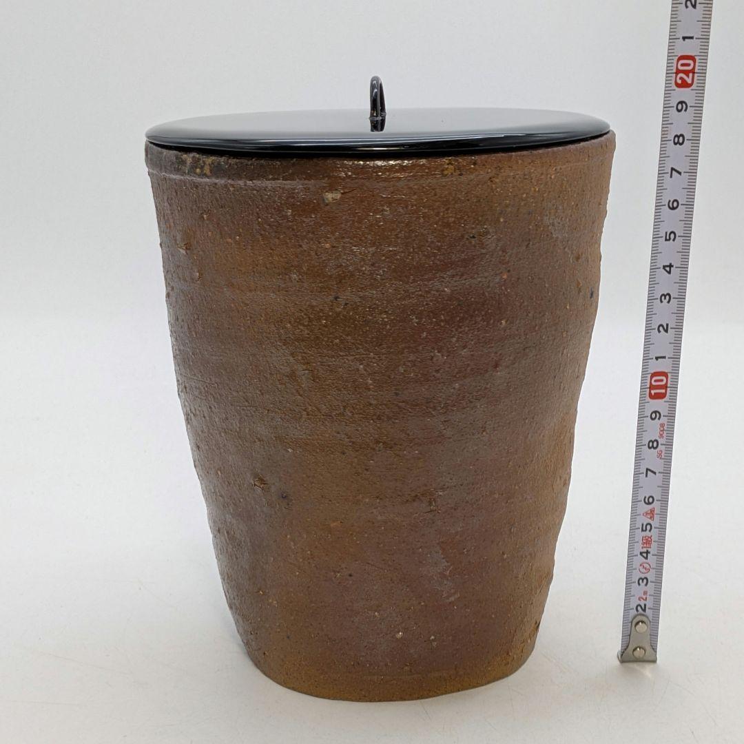 岡山県重要無形文化財 森陶岳 備前焼 水指 共箱共布栞 塗蓋 抹茶道具 茶器