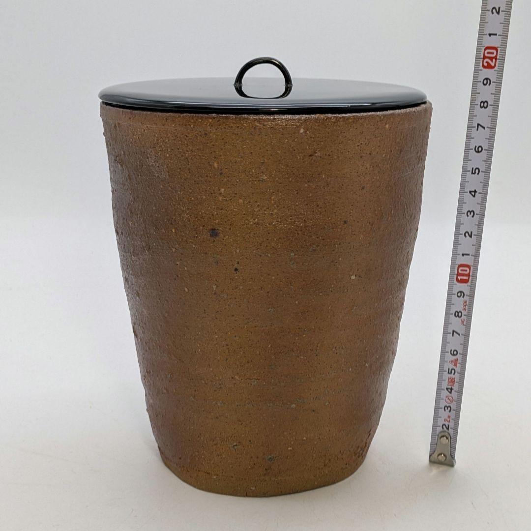 岡山県重要無形文化財 森陶岳 備前焼 水指 共箱共布栞 塗蓋 抹茶道具 茶器