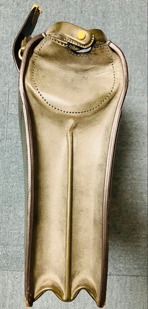 【極美品】万双 ダレスバッグ ビジネスバッグ 二つマチ ダークグリーン 深緑