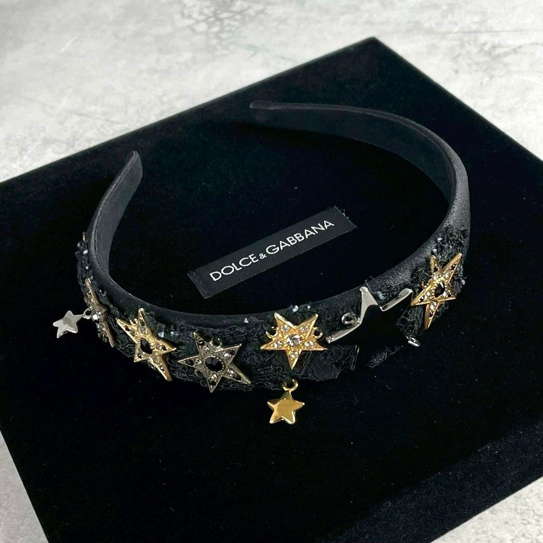 希少★ドルチェ＆ガッバーナ レース 星 カチューシャ ブラック レディース