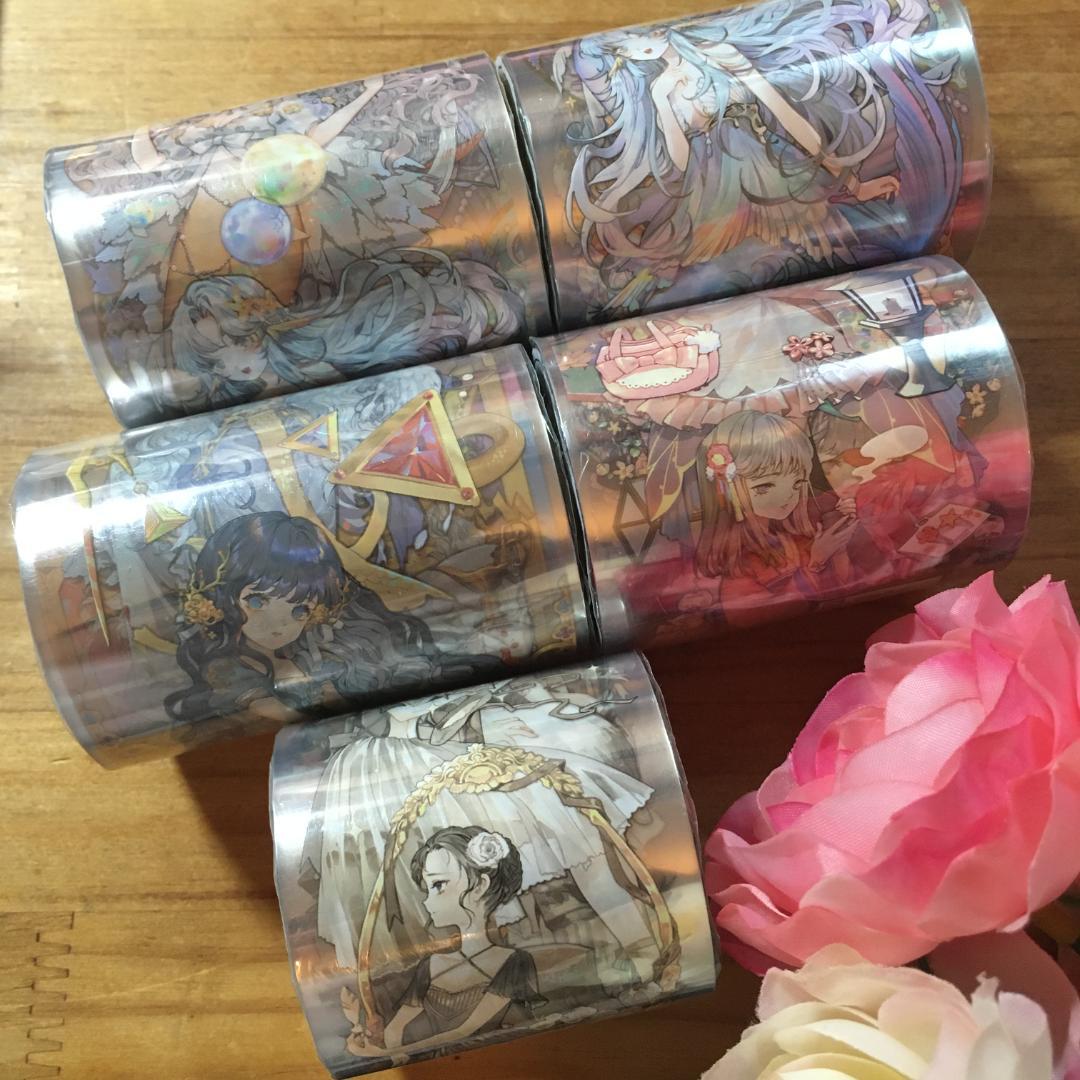 一木一横 鲛璟落辉 海外マステ 5巻セット 人物マステ PETテープ