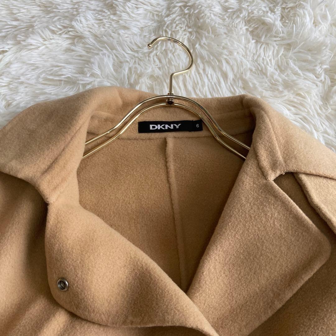 DKNY ウールコート キャメル 6 キレイめ アンゴラ 大人 ベルト付き