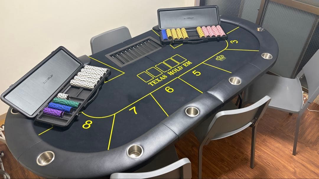 【引取限定】ポーカーテーブル＆SLOWPLAYチップ2セット＆IKEA椅子