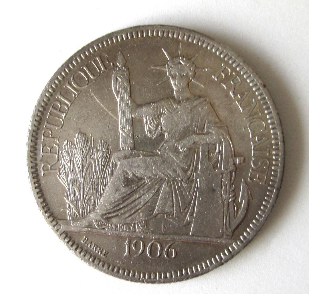 値*ダ様 フランス領インドシナ ピアストル銀貨 1906年