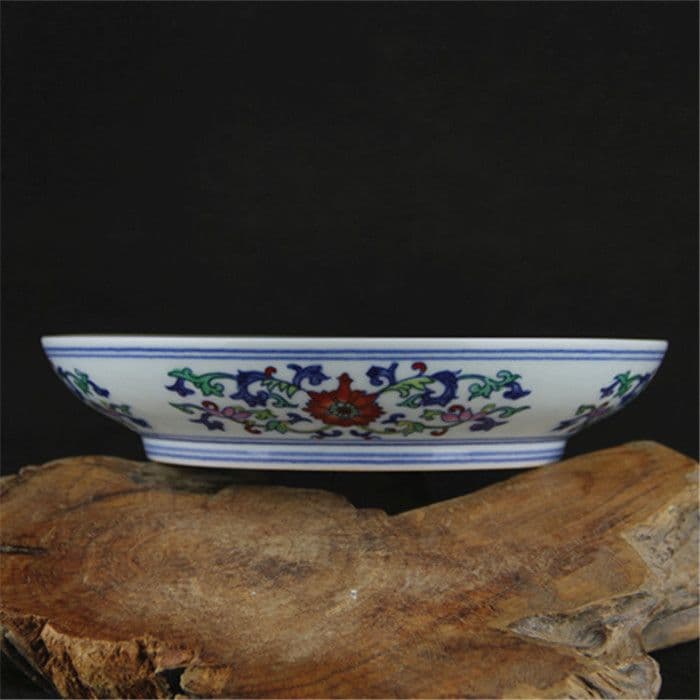 清雍正青花斗彩龍鳳図磁器皿  景徳鎮 陶磁器 装飾品 現代工芸品 美術品 置物