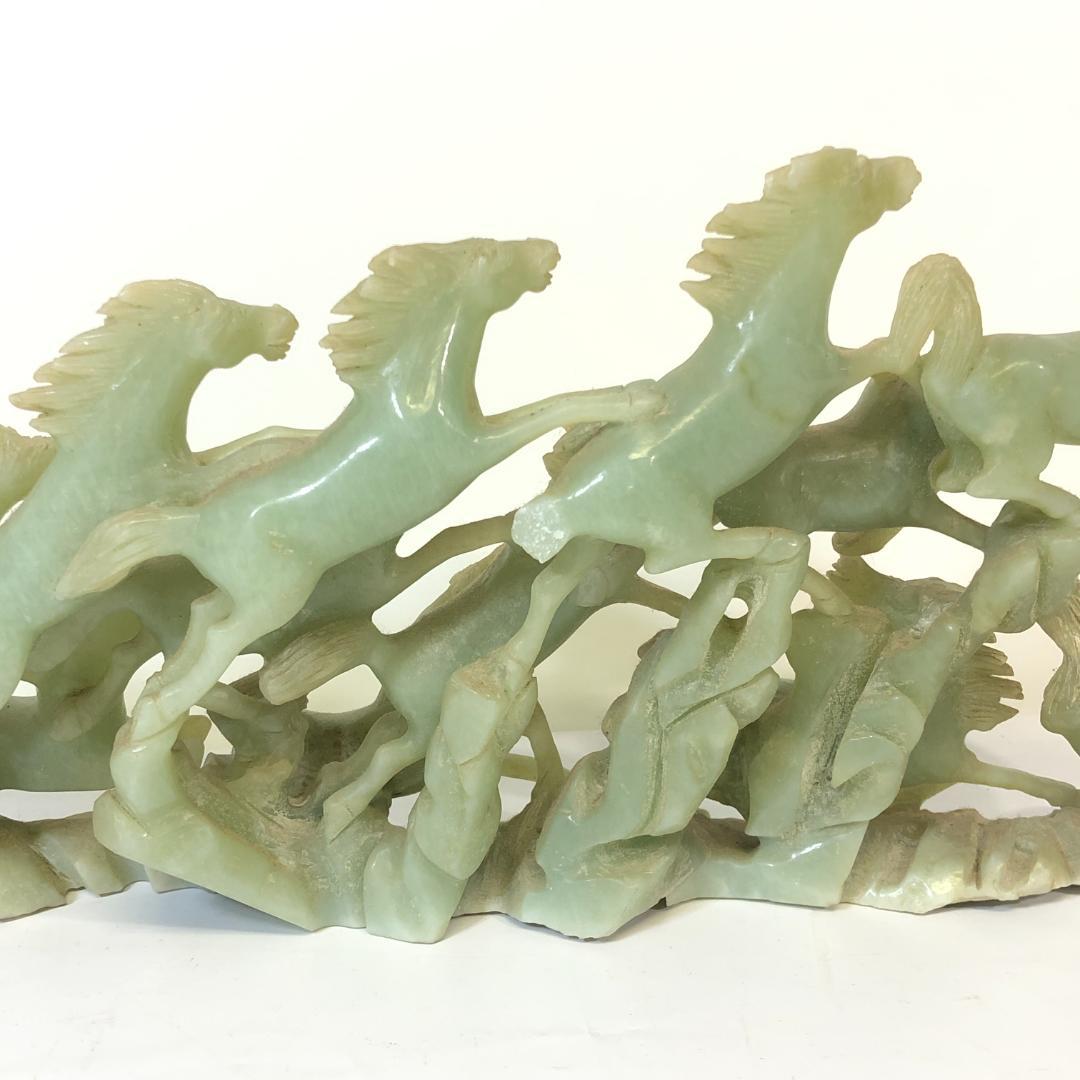 翡翠 馬 置物 12頭 中国美術 彫刻 ジャンク品