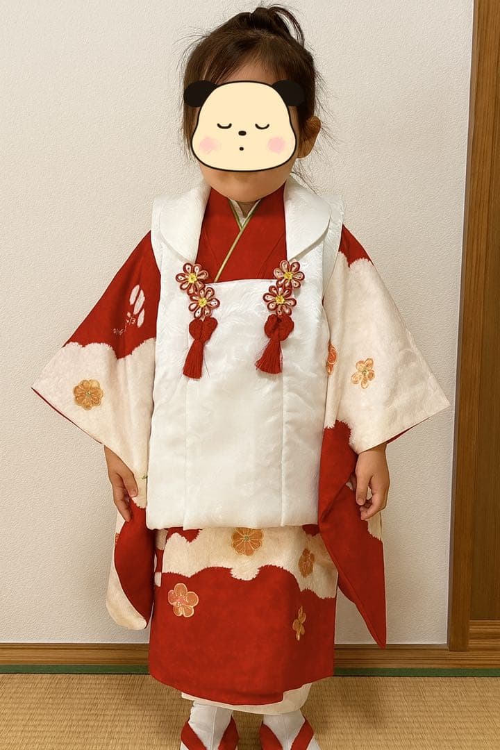 定価10万円以上高級絞り刺繍七五三着物　3歳被布長襦袢草履鞄髪飾りフルセット