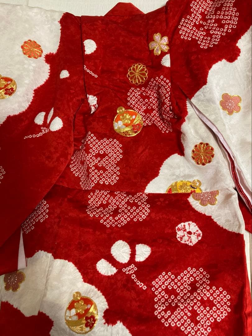 定価10万円以上高級絞り刺繍七五三着物　3歳被布長襦袢草履鞄髪飾りフルセット