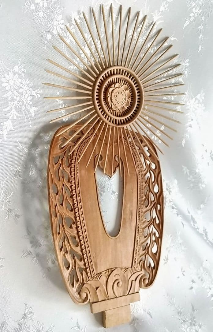 光背のみ#553 立像6.0寸用 放射光 火焔 透し彫◆白檀 木彫 仏像付属品