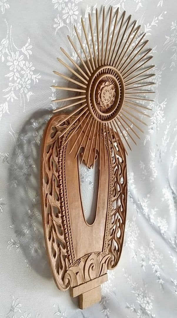 光背のみ#553 立像6.0寸用 放射光 火焔 透し彫◆白檀 木彫 仏像付属品