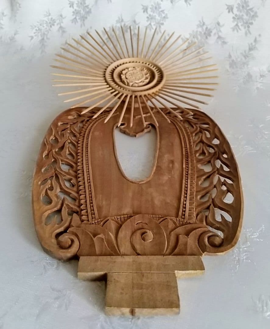 光背のみ#553 立像6.0寸用 放射光 火焔 透し彫◆白檀 木彫 仏像付属品