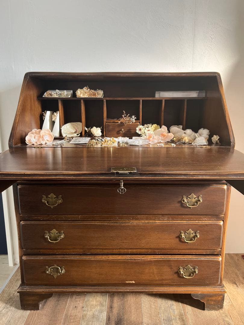 ダークブラウン ライティングビューロー