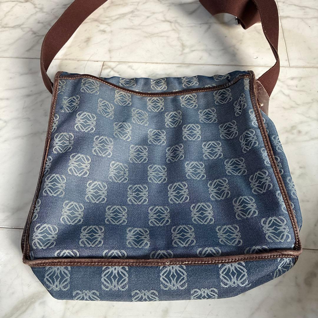 ブルー系チェック柄ショルダーバッグ