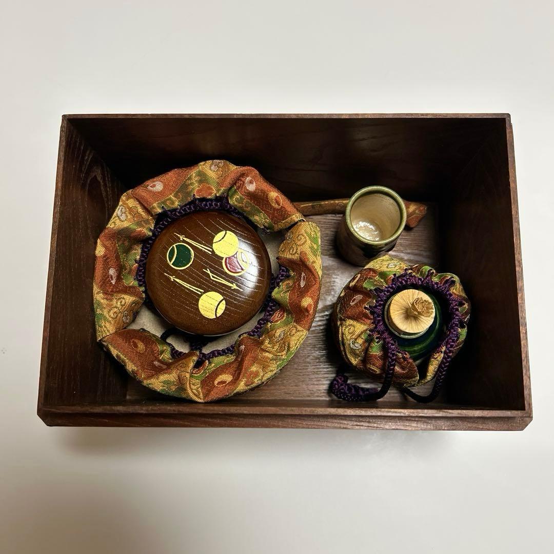 ☆未使用品☆ 織部焼 加藤連瓶 茶道具 井伊家伝来裂 宝入龍鳳裂取